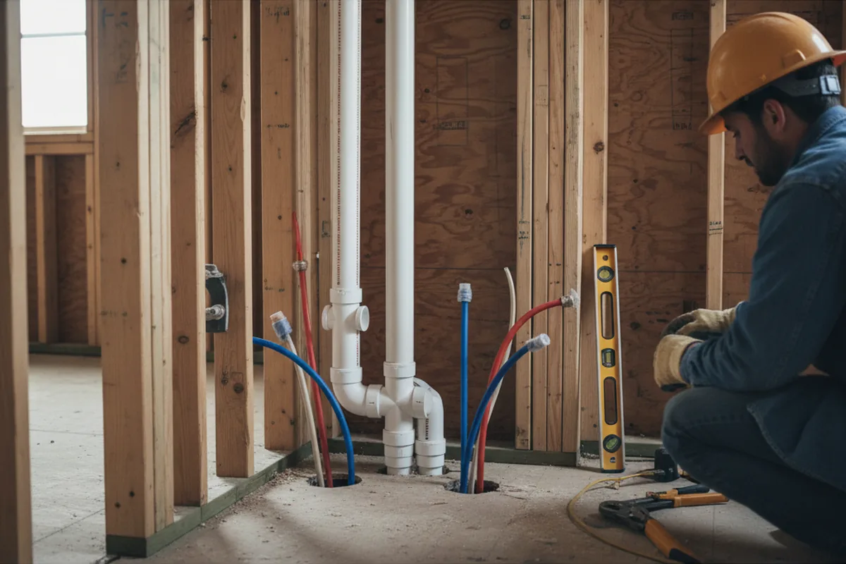 Drain and supply rough-in during Sump Pump Repair in Tillson