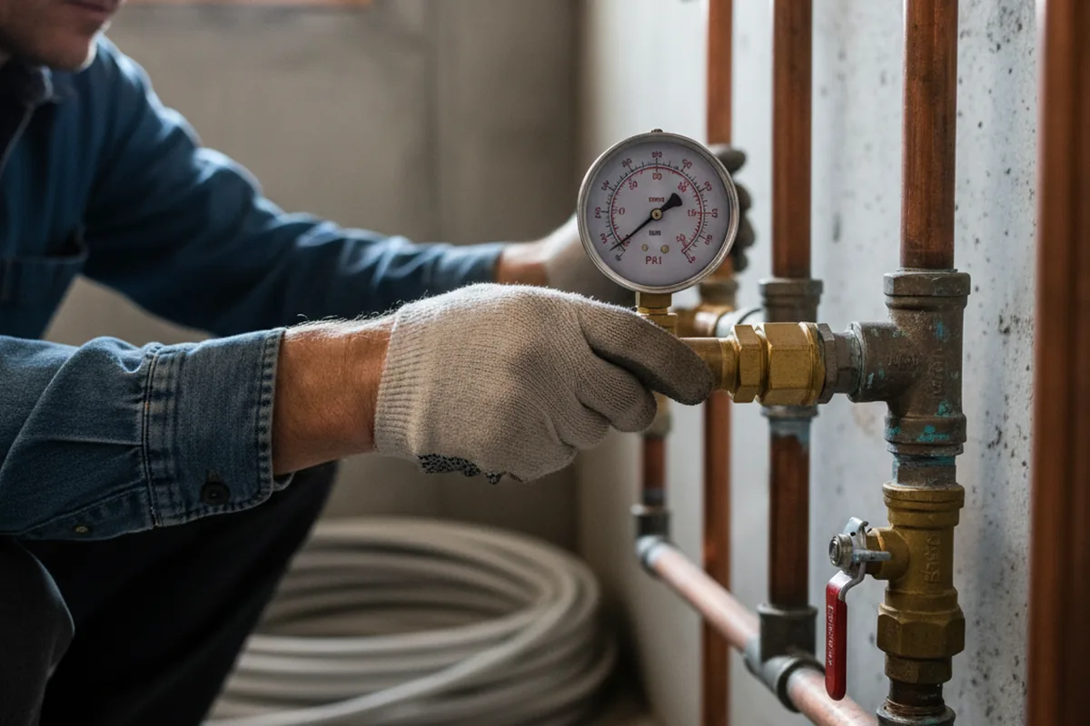 Pressure testing a repaired line during Water Line Repair in Tillson